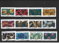Serie complète 12 timbres 2023 Fleurs et papillons oblitérés
