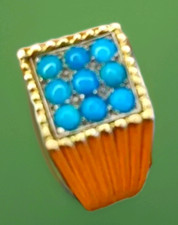 Bague chevalière homme or 18k massif tète d aigle art déco serti d'Opale 