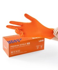 Gants Nitrile LANON 8mil Orange – Jetables, Lourd Devoir, Texturés Diamant, Sans