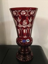 Ancien Vase Bohemia Glass Transexim Rouge Cristal Boheme Decore