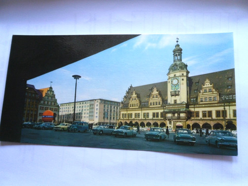 Postcard leipzig market old - postcard,