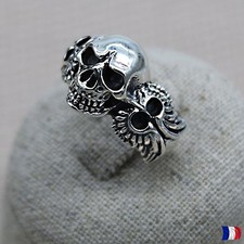 Bague Tête de Mort Argent 925 Massif – Style Gothique Rock Unisexe Homme Femme