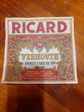 Ancienne Etiquette,  affiche vintage  VERMOUTH  RICARD