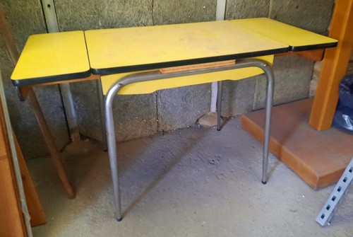 Table formica jaune vintage - table,