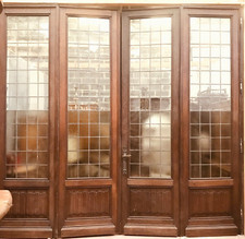 séparation de quatre portes en chêne massif à plis de serviette . XX siècle .