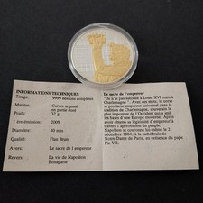 MEDAILLE 2009 LE SACRE DE NAPOLEON BONAPARTE Cuivre Argenté 40mm 32g + CERTIFICA