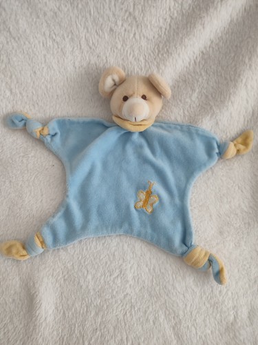 Doudou plat souris bleu - souris,