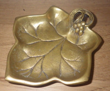 Ancien vide Poche en Laiton en forme de Feuille de vigne