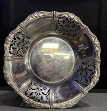 Coupe ancienne ajourée métal argenté style art déco décor floral vintage