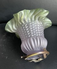 GLOBE ABAT-JOUR EN VERRE BORD VERT AVEC GRIFFE LAITON POUR LUMINAIRE