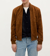 Blouson cuir bomber marron