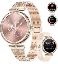 Montre Connectée Femme Or Rose – Écran AMOLED, Appels Bluetooth, Santé, IP68,...