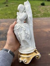 Statuette & Femme Romantique Guitar Porcelaine Vieux Paris & Biscuit