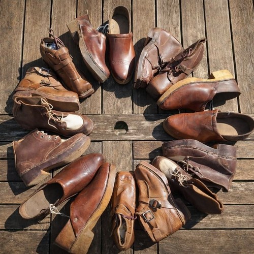 Antique leather shoes lot - shoes,