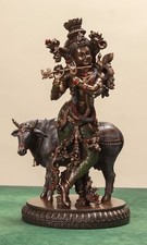 Statue Seigneur Krishna avec vache - Statue Kishna vache 27 cm - Gopala - Gir...