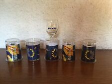 5 verres ballons ricard demi soleil trait dose jaune sous plastique