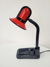 Lampe de bureau Fase vintage 1970 rouge et noir articulée espace de rangement