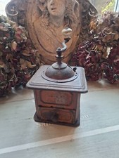 Ancien moulin à café en tôle interieur porcelaine art populaire