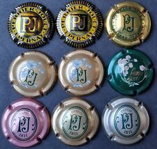 Lot lettre P - PERRIER JOUET fleur / 9 CAPSULES PLAQUE MUSELET CHAMPAGNE