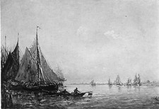 VOILIERS sur l'EMBOUCHURE de la MEUSE (Par ZIEM) - Gravure du 19e Grand Format