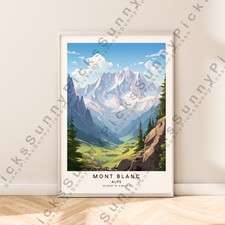 Mont Blanc Mural Affiche Illustration Art Imprimé Alps Voyage Décor Cadeau