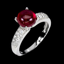 925 Bague en Argent Rond Rubis