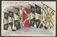 CARTE POSTALE 14-18:LES 7 PREMIERS DRAPEAUX PRIS AUX ALLEMANDS
