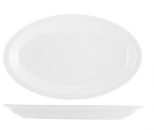 6 Assiettes Ovales Roma En Porcelaine Blanche 36 Cm Fabriquées En Italie