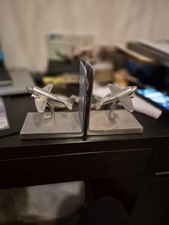 PAIRE DE KARE DESIGN Serre-Livres AVION Laiton Nickelé