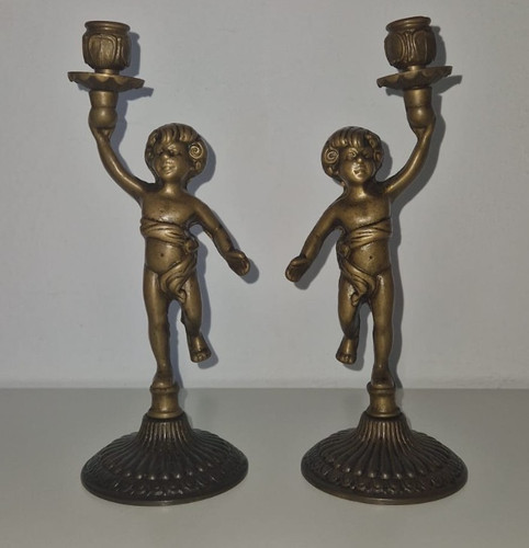 Paire bougeoirs anciens en - bougeoirs,