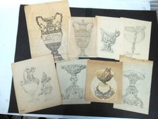 DESSINS ORIGINAUX (8 - FAITS DEBUT 19è) SUR ARTS DE LA TABLE -17è AU 18è - D 230