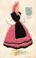 CPA FANTAISIE BRODÉE TENUE DANSE TRADITIONELLE ASTURIAS N°15