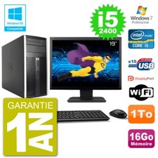 PC HP 6300 MT Ecran 19" Core i5-2400 RAM 16Go Disque 1To Graveur DVD Wifi W7
