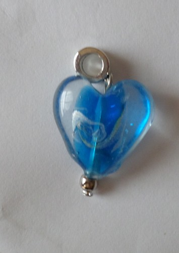 Pendentif coeur murano bleu - murano,