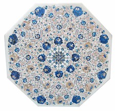 Plateau De Table En Marbre De 30'' Inlay Pietradura Art Floral Décor Maison