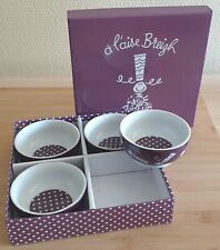 4 RAMEQUINS OU BOLE BRETONS faïence / A L AISE BREIZH / AVEC LA  BOITE / VIOLET