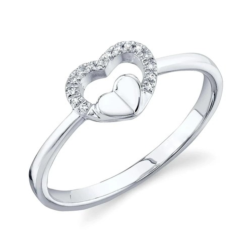 14k blanc solide - 14k, coeur