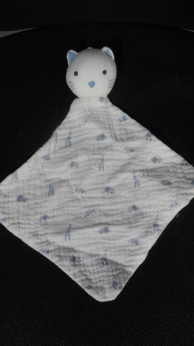 Doudou plat chat - chat, blanc