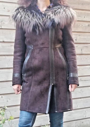 Manteau hiver peau - peau, lainée