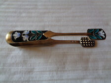 1 PINCE A SUCRE ARGENT MASSIF  RUSSE 916 EMAILLE CLOISONNE DECOR FLORAL