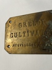 plaque Proprete Laiton Bronze Ancien métier CULTIVATEUR Vosges GRELOT