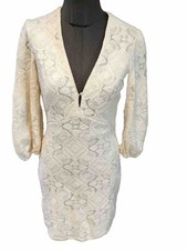 Superbe Robe Ecru Broderie Dentelle Sequins Maje 36 Jamais Porté 