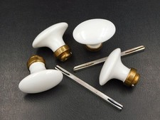 ▨6X6mm,Vintage 2 Paires de Poignées,Boutons de Porte en Porcelaine Blanche