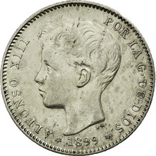 [#251472] Coin, Spain, Alfonso XIII, Peseta, 1899, AU, Silver, KM:706