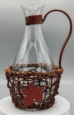 ?Joli panier de service à vin avec sa carafe, rotin et métal