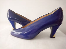 Escarpins-Trotteur  "Vernis bleu"  Années 1980  - -- "COLETTE"    -- T.37
