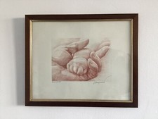 ANCIEN DESSIN JACQUES BRACQUEMOND ANATOMIE MAIN BÉBÉ ET ADULTE EPREUVE D ARTISTE
