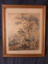 Dessin aquarellé Ancien