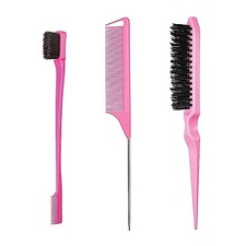 Lot de 3 peignes à cheveux double bord rose pour coiffeur et maison