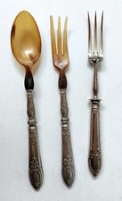 2 COUVERT A SALADE FOURCHETTE A VIANDE MANCHE ARGENT STYLE LOUIS XV ANCIEN